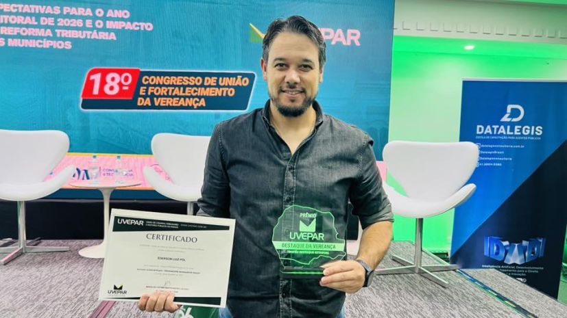 EM CURITIBA VEREADOR DE LUIZIANA RECEBE PRÊMIO DESTAQUE DA VEREANÇA POR PROJETO DE LEI QUE INCENTIVA PESSOAS A SALVAR VIDA